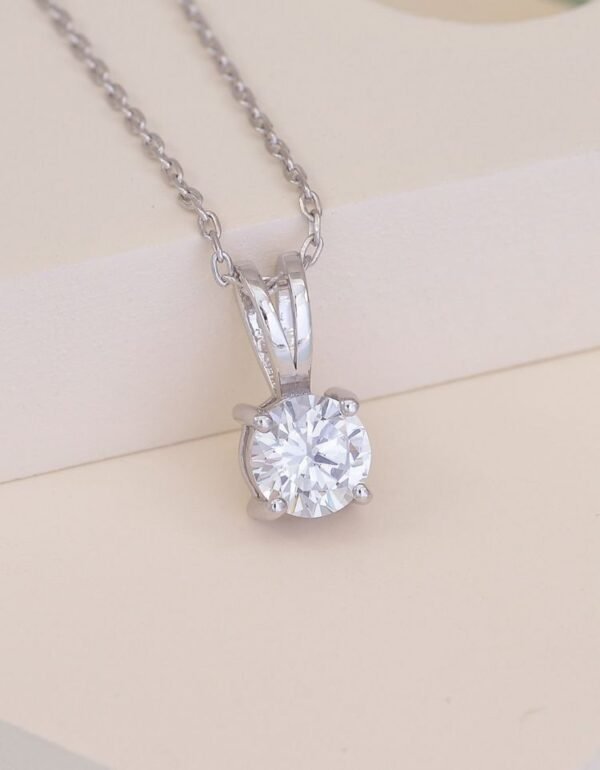 925 Sterling Silver American Diamond Solitaire Necklace